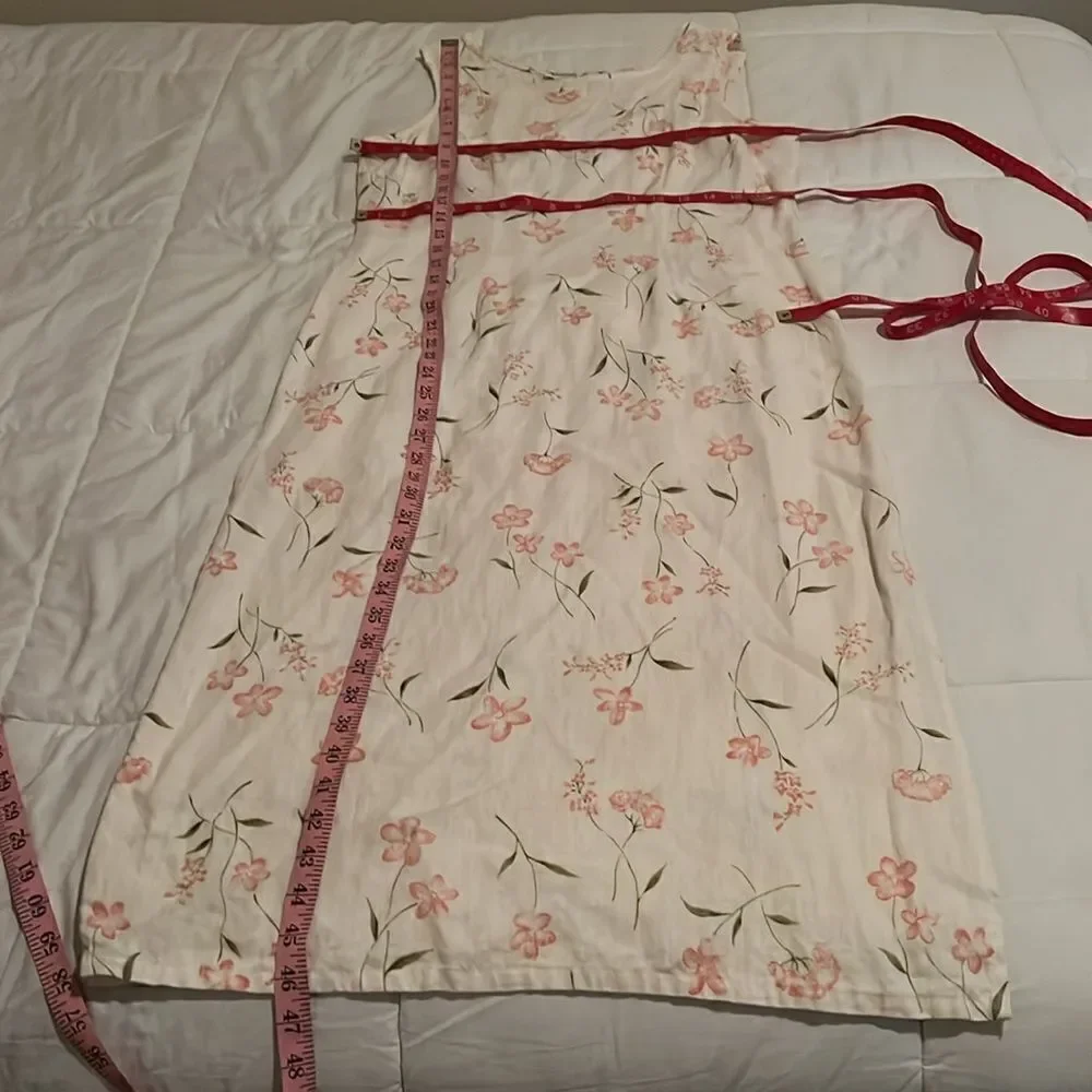 Vintage Victoria Holley Floral Midi Dress 💯% Linen Scoop Neck Cottagecore Sz10P